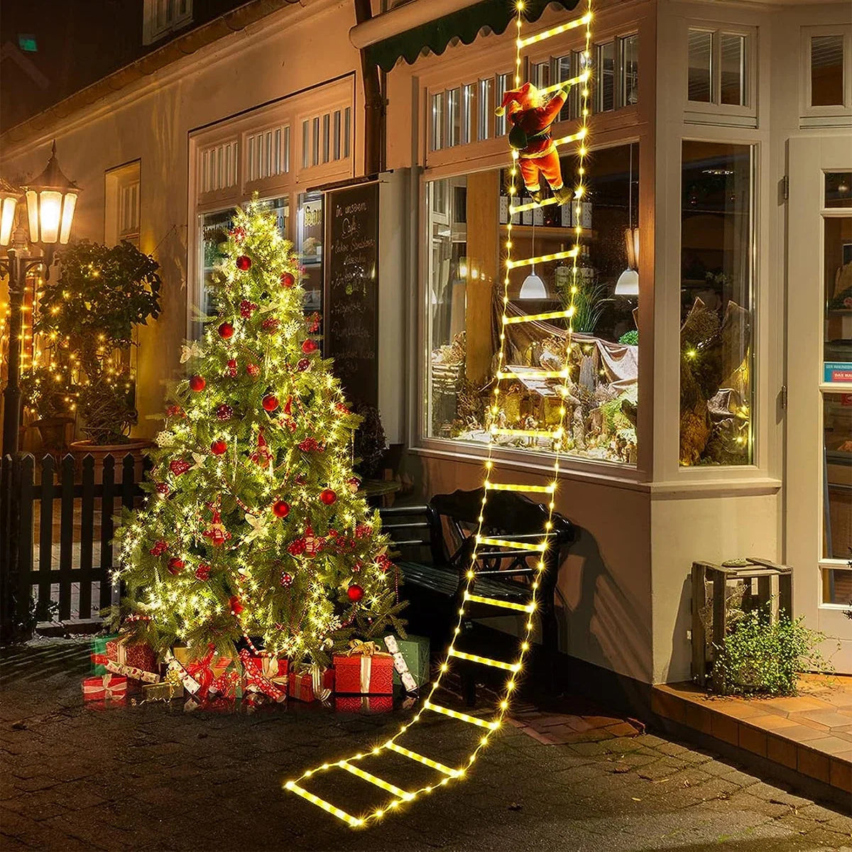 Klimmende Kerstman Ladder Decoratie 3 meter