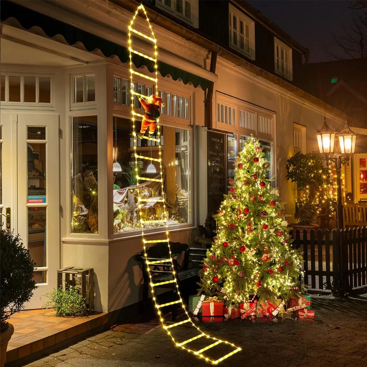 Klimmende Kerstman Ladder Decoratie 3 meter