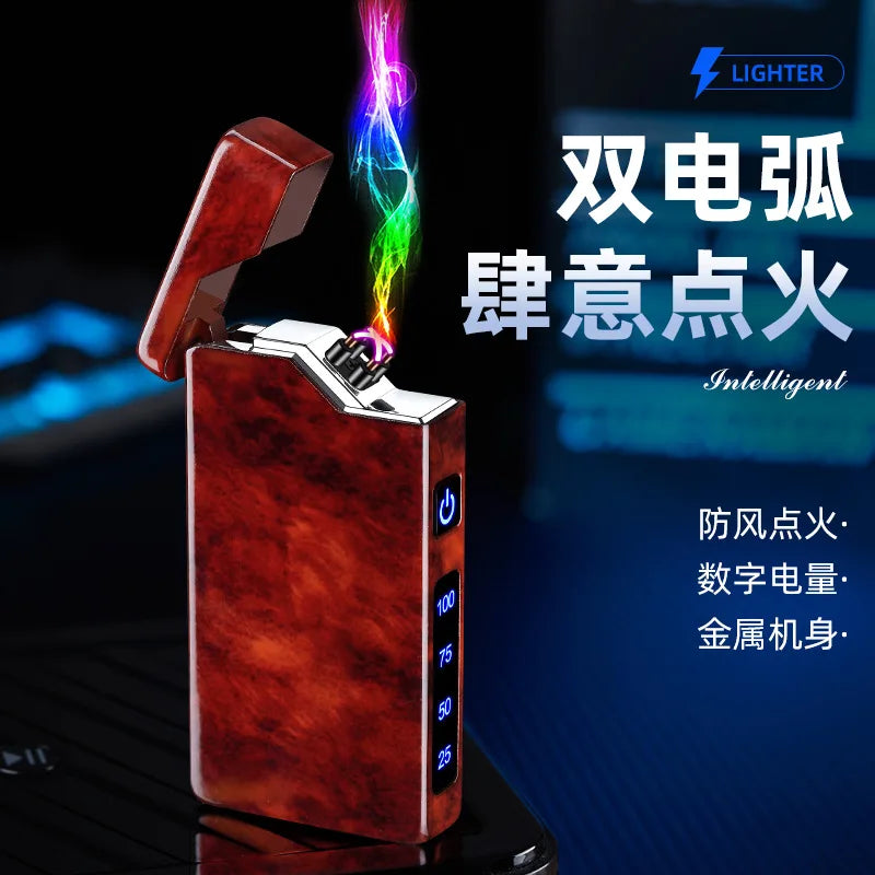 Dual Arc Aansteker USB -C Digitaal Display Poker Schoppen Aas