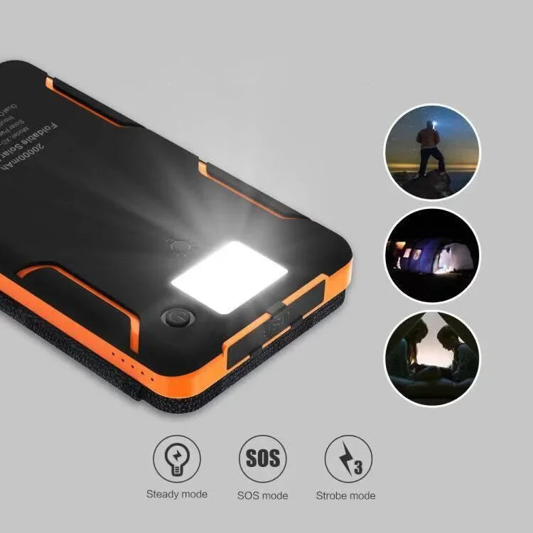 Solar Power Bank Met Opvouwbare Panelen V5 2A USB  Outdoor Camping voor IPhone Android