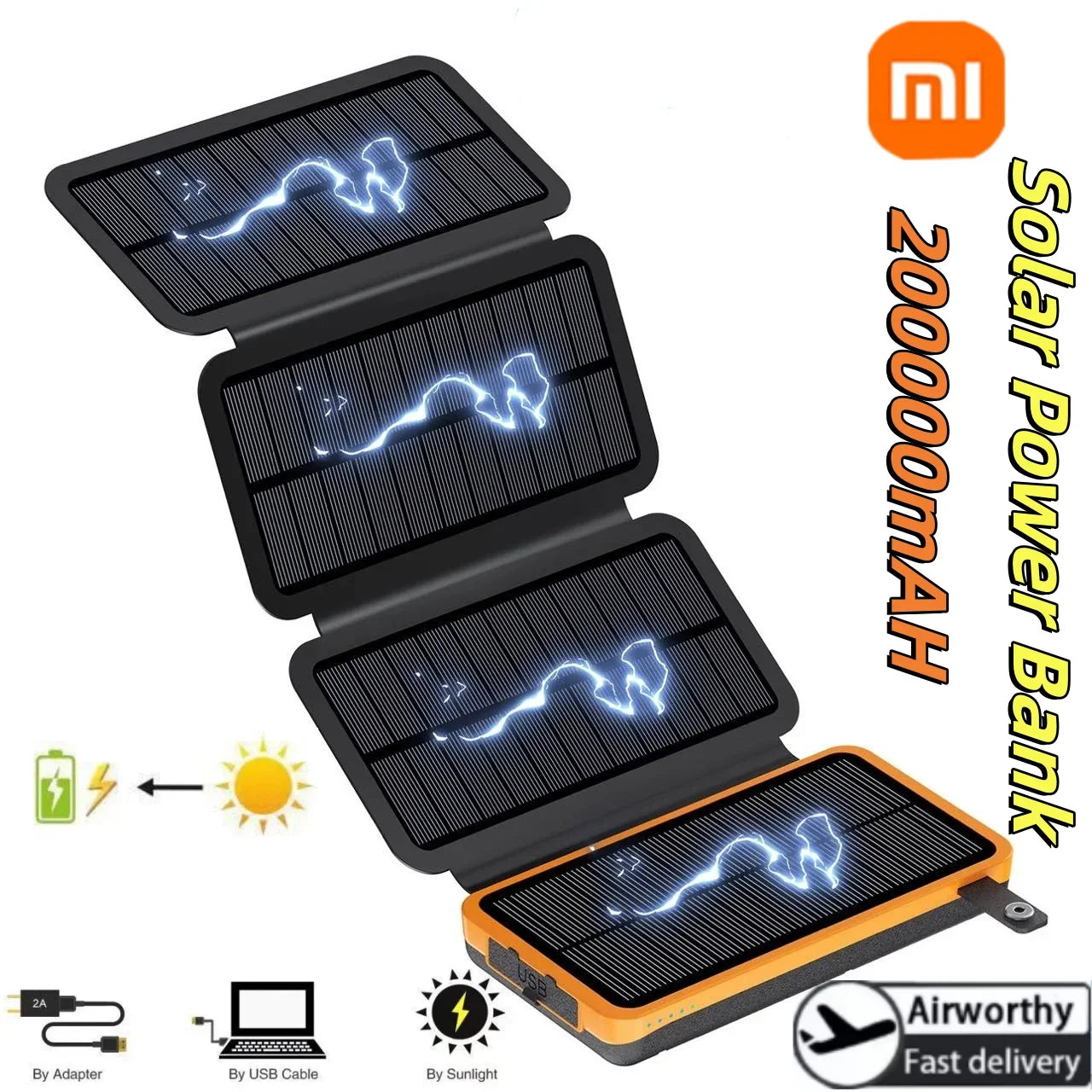 Solar Power Bank Met Opvouwbare Panelen V5 2A USB  Outdoor Camping voor IPhone Android